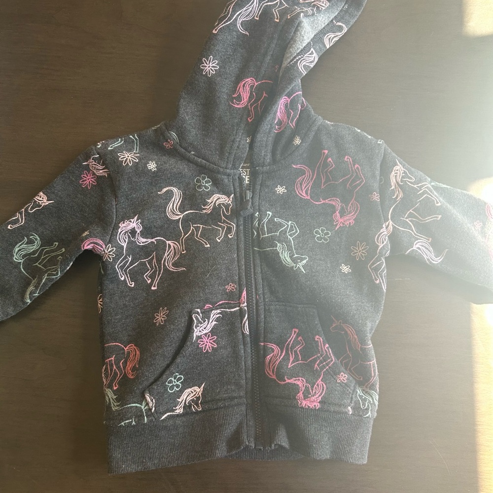 jumping beans Navy Zip-Up Hoodie with Multicolor Unicorns